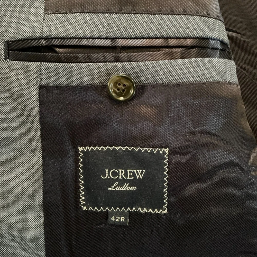J.Crew Ludlow 42R Blue Blazer Italian Merino Wool Tollegno‎ Tailored Jacket